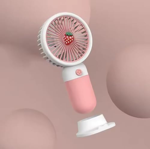 Image of MIRADH Mini Handheld Fan (Upto 6 Hours Running) Rechargeable 2000 Mah Battery Operated Portable Fan, Desk Fan, Carry It Anywhere (Pink)