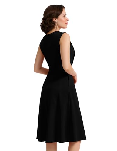 Image of Bbonlinedress Womens Vintage Summer Cocktail Dress Sleeveless Tea Party Retro Formal Wedding Guest A-line Midi Sundress