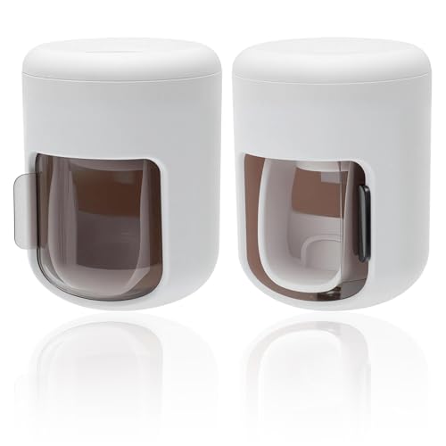 Lot de 2 distributeurs automatiques de dentifrice mural, fixation autocollante, pas de perçage nécessaire, distributeur de dentifrice pour enfants et adultes