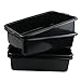 Easymanie 22 L Black Bus Pans Large, Plastic Commercial Bus Tub Box, 4 Pack