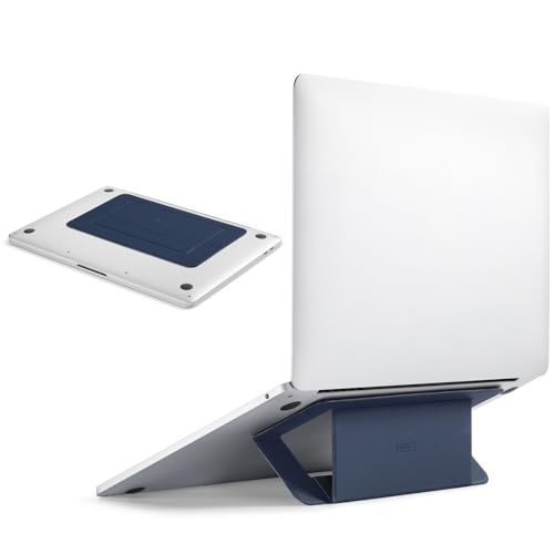 MOFT Laptop Stand for Desk, Adhesive Laptop Stand with Open Design for Heat Dissipation, 2 Adjustable Viewing Angles, Foldable Portable Computer Stand Compatible with 11"-16" Laptops, Navy Blue