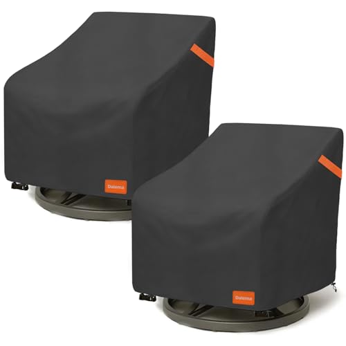 Heavy Duty 600D Oxford Fabric Patio Chair Cover, Weather Resistant, Black, Fits 37.5" L x 39.25" W x 38.5" H Swivel Chairs, 100% Waterproof, Outdoor Chair Protector, 2 Pack