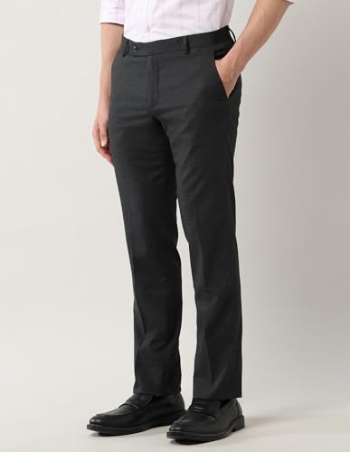 Image of Arrow Men's Tailored Fit Checked Trousers Beige
