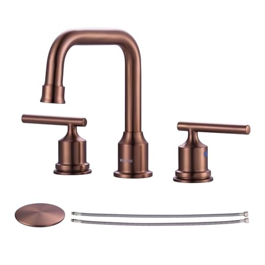 WOWOW Widespread Bathroom Faucet 3 Holes Bathroom Sink Faucet 2 Handle Vanity Faucet with Pop up Drain and Supply Lines Farmhouse Basin Tap 8 Inch Rose Gold