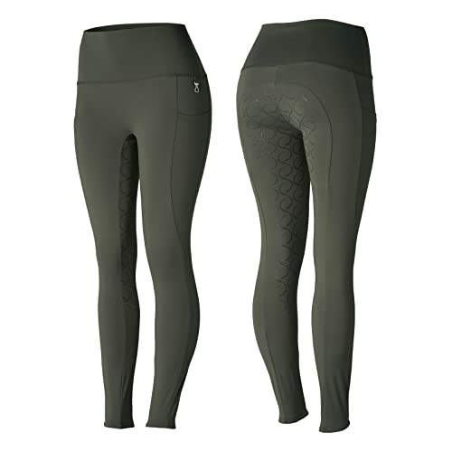 Horze Pantalones De Montar De Compresión Para Mujer Con Asiento Completo Gillian, Verde, 34