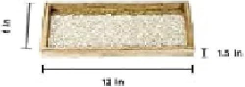 Miniatura 5 de NuSteel - Toallero de madera natural y mosaico plateado para toallas de papel, decoración de baño, bandeja rodante