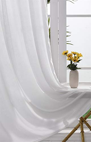 Yancorp Non-See-Through Velvet Opaque Privacy Curtains 2 Panels Drapes For Living Room Bedroom Doorway Divider Semi Sheer Curtain Kithen Window Panels (White, W52 Xl84) #TOP5