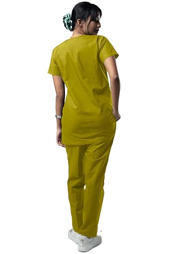 Image of UNIFORM CRAFT Women's Scrub Suits DSVX || 4 pocket scrubs | Ideal for doctors, dentists, vets, nurses & healthcare professionals (Lime Green, XXL)