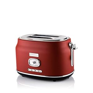 Westinghouse Retro 2-Slice Toaster - Six Adjustable Browning Levels - with Self Centering Function & Crumb Tray - Including Warm Rack for Bread, Bagels, Sandwiches, & Croissants - Red