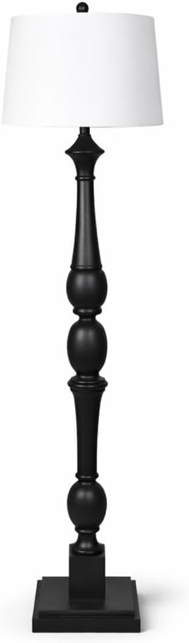 Decor Therapy Distressed Baluster Resin Floor Lamp, Warm Grey