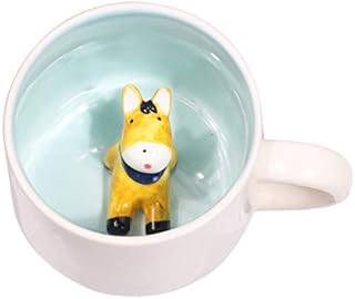3D Coffee Mug Animal Inside 12 oz with Cow, Cute Cartoon Handmade Figurine Home Ceramics Cups Morning Mugs