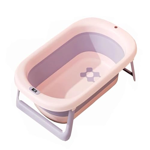 ZHXQRP Bañera Plegable Multifuncional con Tapón de Drenaje y Alfombrilla Antideslizante Temperatura Constante Portátil Que Ahorra Espacio(Pink)