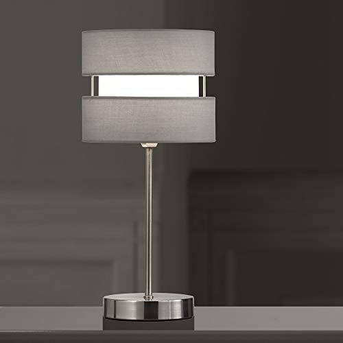 K LIVING Chrome Table Lamp with Layer Fabric Shade Grey