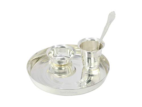 GoldGiftIdeas Silver Plated Dinner Set (7-inch, Silver)