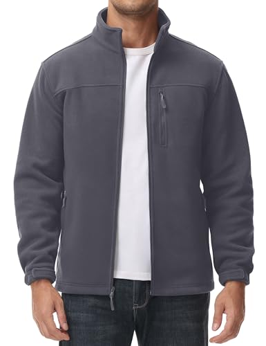 MAGCOMSEN Men's Winter Zip Up Polar Fleece Jacket Athletic Tactical Hiking Outdoor Jackets with 3 Pockets