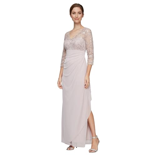 Image of Alex Evenings Womens Long Lace Top Empire Waist Dress