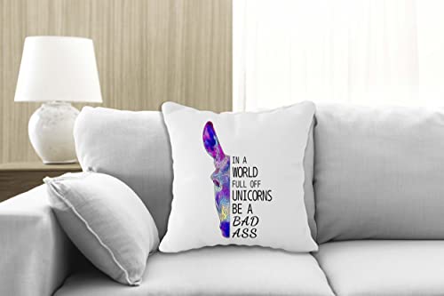 In A World Full Of Unicorns Decorative Throw Pillow Case Cover 18"X18",Funny Unicorn Graffiti Decorations For Home Bedroom Girl Room Dorm Office Car,Gifts For Unicorn Lovers,Funny Offensive Gifts #TOP1