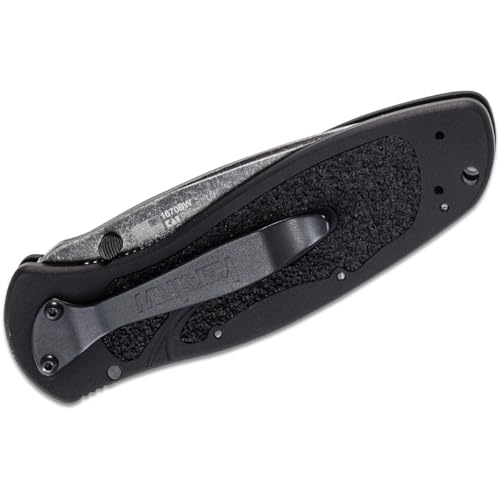 Image of Kershaw Blur Blackwash Folding Knife (1670BW); 3.4 BlackWash 14C28N Steel Blade; Black Anodized Aluminum Handle with Black Textured Trac-Tec Inserts, SpeedSafe Opening, Reversible Pocketclip; 3.9 OZ