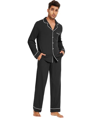 WiWi Men's Pajama Set Soft Sleepwear Button Down Pajamas Sets Classic Notch Collar Loungewear Viscose from Bamboo Pjs S-XXL4
