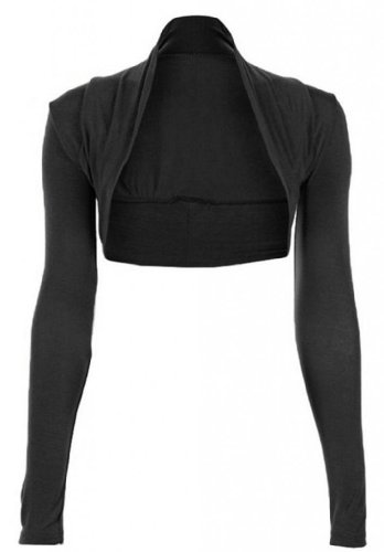 Hot Hanger Womens Long Sleeved Bolero Shrug Size 8-22 (12-14 ML, Black)