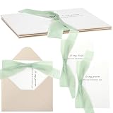 Watersay 2 Pcs Wedding Day Card to Bride and Groom with Bow Ribbon and Envelopes 1 to My Bride 1 to My Groom on Our Wedding Day Gift Cards(Sage Green)