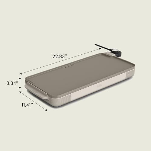 bella 12" x 22" Electric Griddle with EverGood™ Ceramic Nonstick Coating, Removable Temperature Probe, Dishwasher-Safe Drip Tray & Cool Touch Handles, Cook up to 15 Eggs, 1500 Watt, Oatmilk — view 8