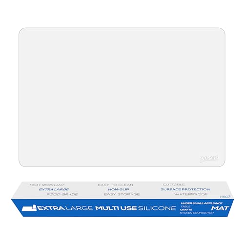 GASARÉ, Extra Large, Thick, Silicone Mat for Kitchen Counter, Heat Resistant Mat, Countertop Protector, Non-Slip, Easy to Clean, Cuttable, 25 x 17 Inches, Semi-Transparent