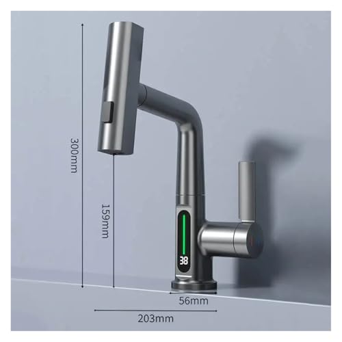 Mitigeur de lavabo blanc haut de gamme avec écran numérique et jet cascade - 5
