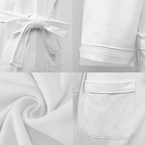 V.&Grin Boys Girls Cotton Robe, Lightweight Toddler Hooded Soft Unisex Bathrobe For Kids 3-14 Years (White 13-14) #TOP3