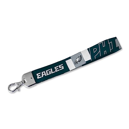 Rico Industries NFL Football Philadelphia Eagles Standard Wrist Lanyard Key Chain Cute Wristlet Strap Keychain Holder for Women Men Car Keys ID Badges Card Wallet Phone Camera