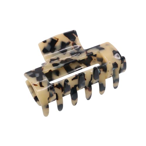 French Amie Geo Medium 3 1/4" Celluloid Handmade No Slip Grip Jaw Hair Claw Clips Strong Hold Fashion Durable Styling Women Hair Accessories, Made In France (White Tokyo) #TOP3