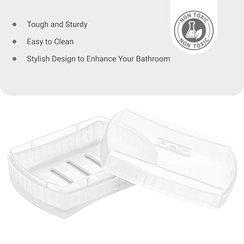 Image of FLAIR Estella Soap Case with Drainage | Reusable & Durable Soap Box | Modern Bathroom Soap Holder (1, Clear)