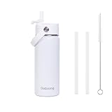 Dudusang 18oz Kids Insulated Water Bottle - Stainless Steel Water Bottles for School Boys/Girls Flip Top Leak Spill Proof Vacuum Metal Cups BPA Free Thermos(Classic White, 18 Ounces)