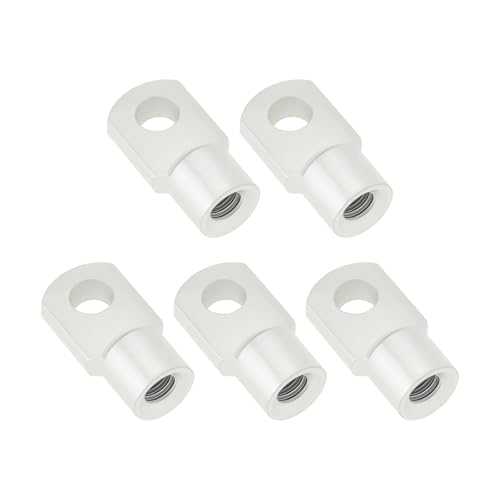 eMagTech M6 Gasfeder-Stützstange, flach, Lochdurchmesser 6,5 mm, Stahl, verzinkt, Endbeschlag für Türen, Hauben, Vordächer, horizontales Scharniergelenk, 5 Stück