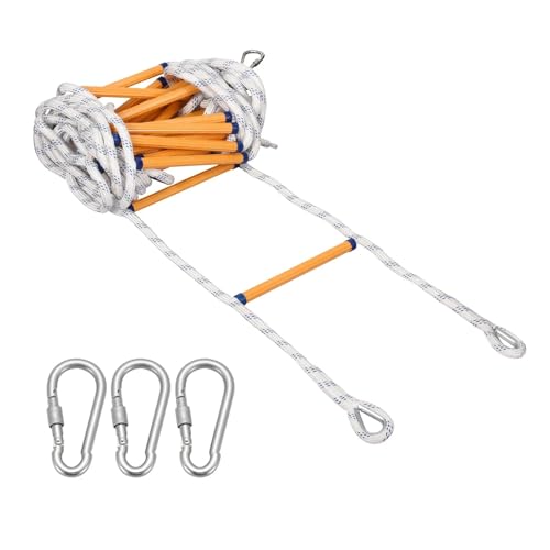 TXLEAPEY Escalera de Seguridad Escalera de Escape con Cuerda con mosquetones Salvavidas Escalada en Roca Ingeniería del hogar Escalera de Cuerda de Rescate Emergencia Incendio(5 M)