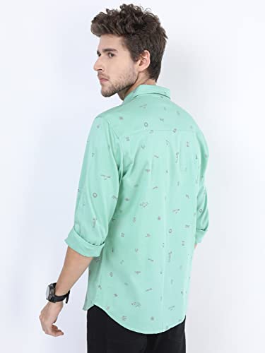 Image of Ketch Men Cotton Slim Fit Printed Full Sleeve Shirt