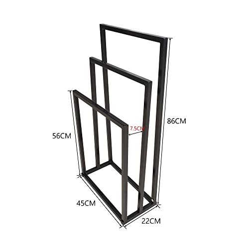HOJINLINERO 3 Tier Freestanding Towel Rail Rack Stand,Metal Holder and Drying Bathroom Kitchen,Towel Ladder Towelsor Clothing,Bath Storage & Hand Towels,Washcloths, Black - Cosy Home Interiors HOJINLINERO 3 Tier Freestanding Towel Rail Rack Stand,Metal Holder and Drying Bathroom Kitchen,Towel Ladder Towelsor Clothing,Bath Storage & Hand Towels,Washcloths, Black - Image 4