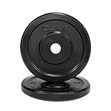WF Athletic Supply 2 inch Olympic Size Black Premium Bumper Plate with Steel Insert, Great for Strength Training, Weightlifting & Crossfit Competition, Size Options Available