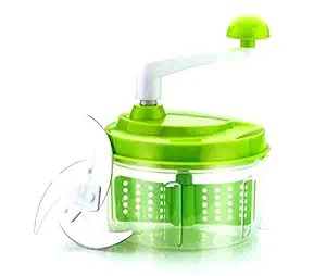 Kuber Industries Exclusive Plastic Chopnchurn/ 2 in 1 Vegetable and Fruit Chopper with Beating Blade/Lassi Maker,Green-Kubmartk10206