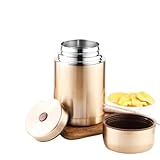 【Zixui】ステンレス保温ランチジャー 大容量真空断熱 スープジャー 二層弁当箱 保温食べ物収納ケースM21