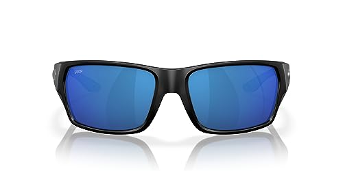 Costa Del Mar Tailfin Sunglasses, Matte Black/Blue Mirrored 580P, 57 mm