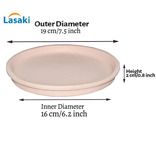 Image of Lasaki Round Ceramic Trays (Plates Saucers) for Pots, planters, Flower, Succulent(Set of 2,Pink,6 inch) R6(Plants not Included)