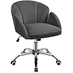 Yaheetech Computer Office Desk Chair Cute Makeup Vanity Chair with Armrests Modern Swivel Rolling for Home Office, Living Room, Study Room Dark Gray