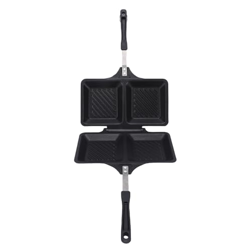 Bewinner Sandwichera A La Parrilla Prensa Panini, Recubrimiento Antiadherente Sandwichera Tostada De Estufa De Doble Cara para Cocina Casera, Diseño Cuadrado Dorado (BLACK)