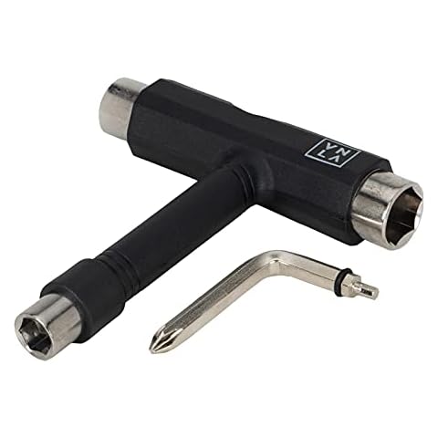 V N L A Skate Tool for Roller Skates Five-in-one T Tool Accessory with Allen Key and Philips Head and Three Sockets Sizes Cover