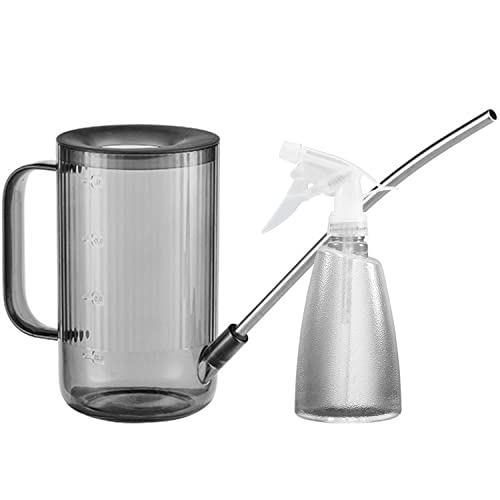 Wesoke Regadera para Plantas de Interior / Exterior 1L / 34oz con Botella de Pulverización de 500 ml/17 oz, Rociador de Plástico para Plantas, Rociador de Botella de Chorro para Plantas,Flores,Bonsái