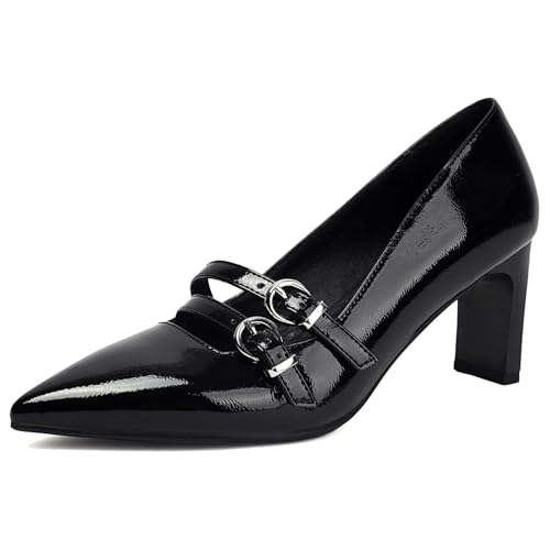 XIEDA Women's Pointed Toe Block Heels High Heel Pumps Office Work Heels Dress Shoes