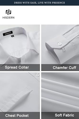 Image of HISDERN Mens Dress Shirt with Tie Pocket Square Set Classic Button Down Shirt Matching Tie Long Sleeve Shirts