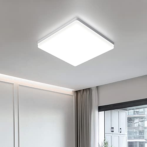 EASY EAGLE Lampada da Soffitto 24W 4500K Plafoniera LED Quadrata 2400LM IP44 Impermeabile Plafoniere per Bagno Cucina Camera da Letto Corridoio Soggiorno 18cm