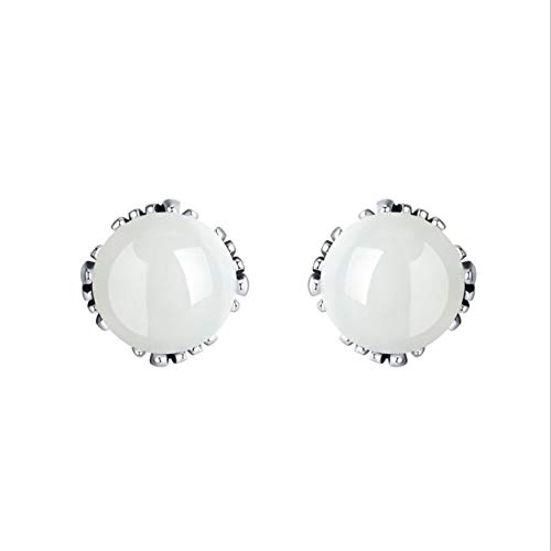Pendientes de plata 925 con jade blanco de alta joyería MIYUAN